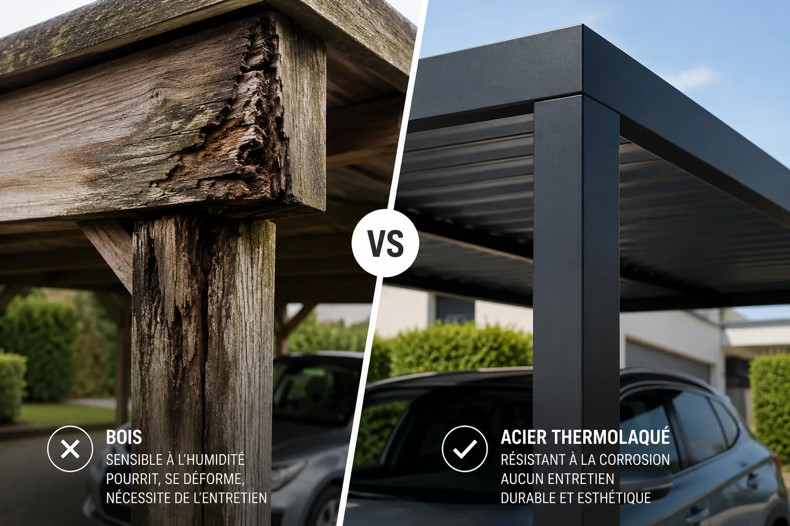 Structure carport acier thermolaqué sur mesure