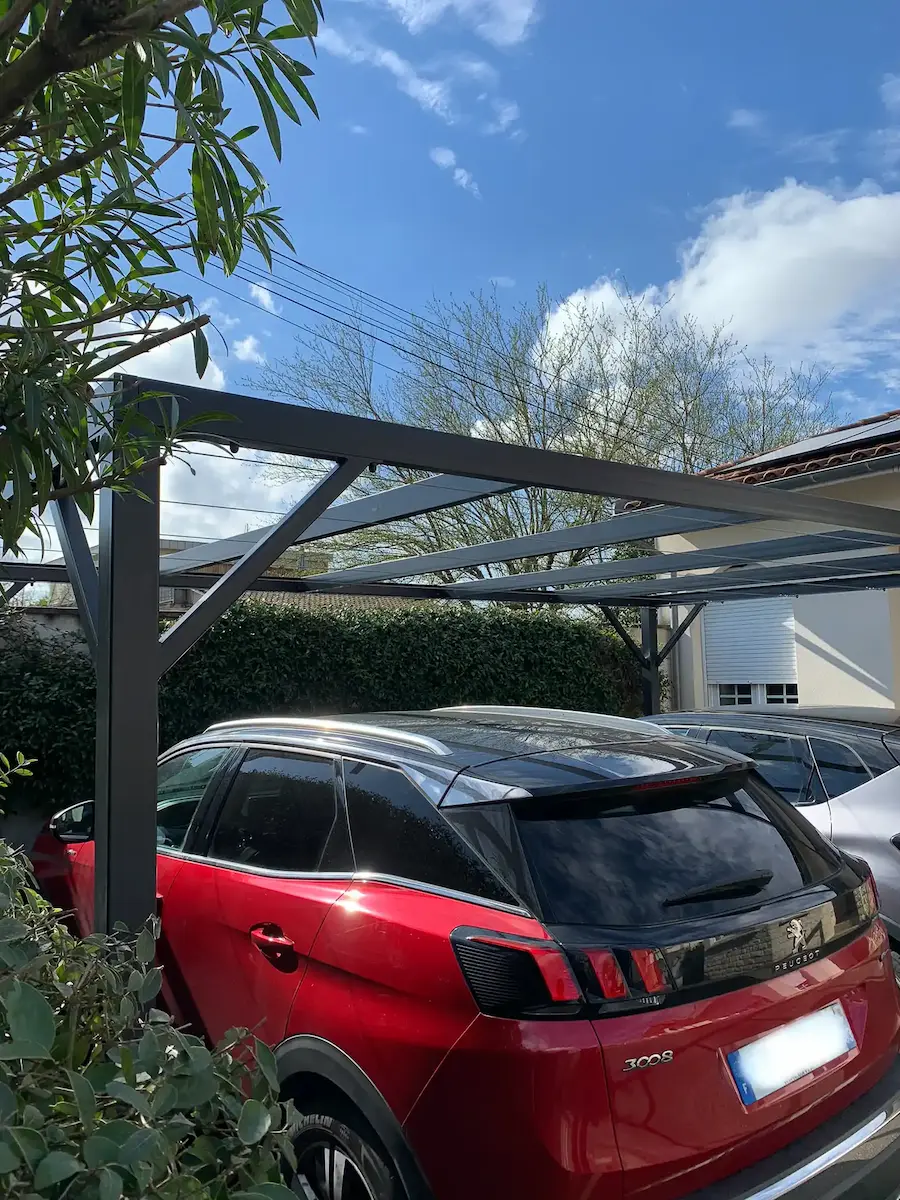 Carport double voiture sur mesure Bordeaux grande portée